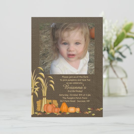Autumn Harvest Photo Invitation Kaart (Staand voorkant)