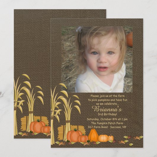 Autumn Harvest Photo Invitation Kaart (Voorkant / Achterkant)