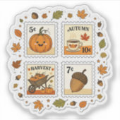 Autumn Harvest Postzegel Sticker – Cozy Pumpki (Voorkant)
