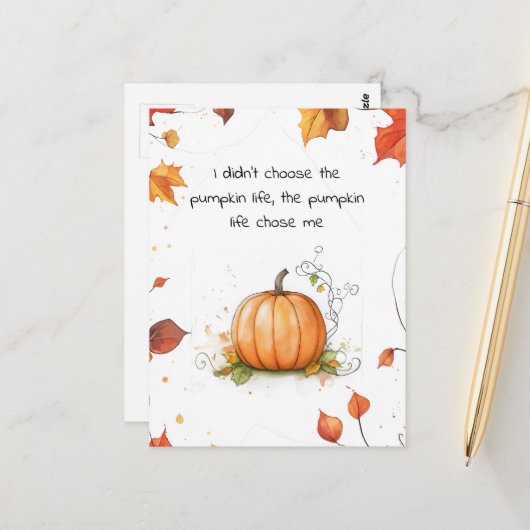 Autumn Harvest Pumpkin Briefkaart (Voorkant / Achterkant in situ)