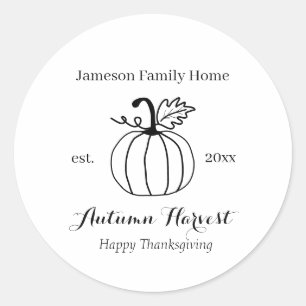 Autumn Harvest Pumpkin Family Home Ronde Sticker