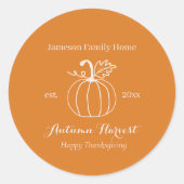 Autumn Harvest Pumpkin Family Thanksgiving Ronde Sticker (Voorkant)