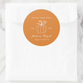 Autumn Harvest Pumpkin Family Thanksgiving Ronde Sticker