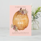 Autumn Harvest Pumpkin First Birthday Party Kaart (Staand voorkant)