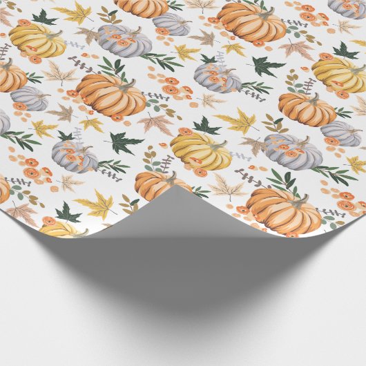 Autumn Harvest Pumpkin Pattern Thanksgiving Cadeaupapier (Hoek)