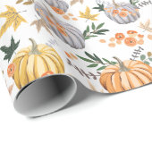 Autumn Harvest Pumpkin Pattern Thanksgiving Cadeaupapier (Rol Hoek)