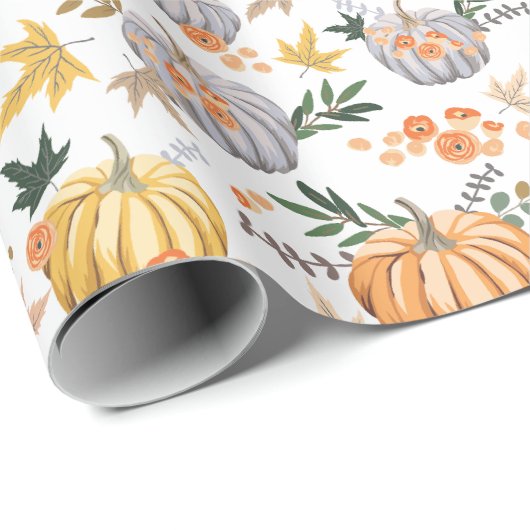 Autumn Harvest Pumpkin Pattern Thanksgiving Cadeaupapier (Rol Hoek)