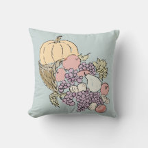 Autumn Harvest Pumpkin Peach Painting Sierkussen