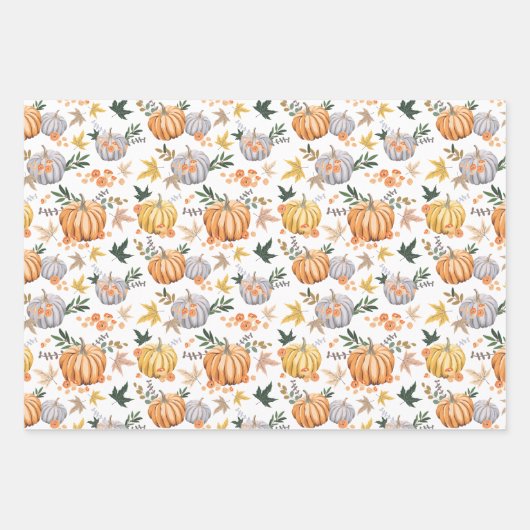 Autumn Harvest Pumpkin Thanksgiving Pattern Inpakpapier Vel (Voorkant 2)