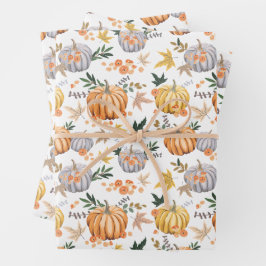 Autumn Harvest Pumpkin Thanksgiving Pattern Inpakpapier Vel
