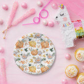 Autumn Harvest Pumpkin Thanksgiving Pattern Papieren Bordje (Feest)