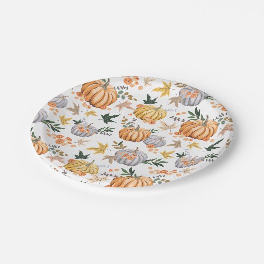 Autumn Harvest Pumpkin Thanksgiving Pattern Papieren Bordje (Gekanteld)