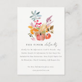 Autumn Harvest Pumpkin Watercolor Wedding Detail Informatiekaartje (Voorkant)