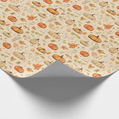 Autumn Harvest Pumpkins & Fall Leaves Rustic Cadeaupapier (Hoek)