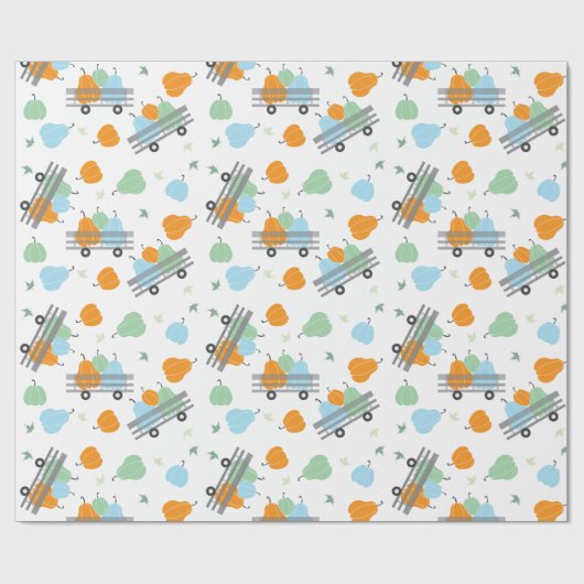 Autumn Harvest Pumpkins Wagon Pattern Cadeaupapier (Vlak)