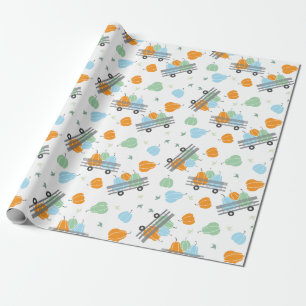 Autumn Harvest Pumpkins Wagon Pattern Cadeaupapier