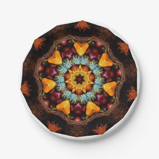 AUTUMN HARVEST THANKSGIVING CORNUCOPIA MANDALA PAPIEREN BORDJE (Voorkant)