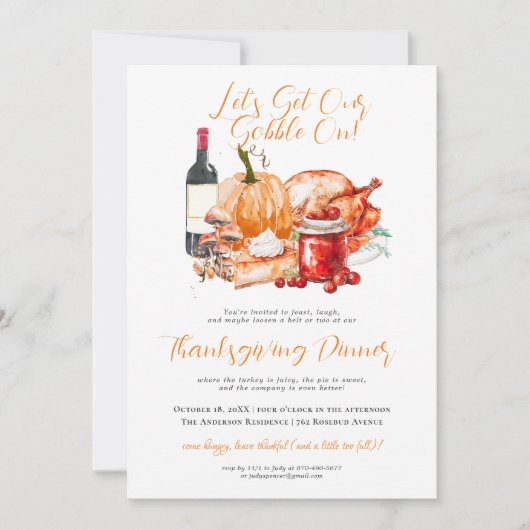 Autumn Harvest Thanksgiving Dinner Party Kaart (Voorkant)