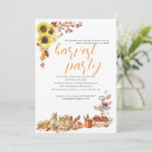 Autumn Harvest Thanksgiving Dinner Party Kaart (Staand voorkant)