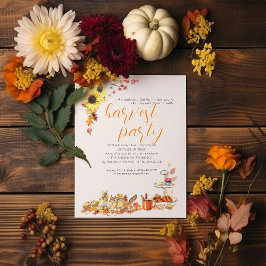 Autumn Harvest Thanksgiving Dinner Party Kaart