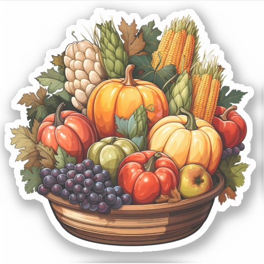 Autumn Harvest Thanksgiving Seizoen Boerderij Groe Sticker (Voorkant)