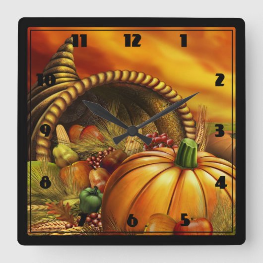 Autumn Harvest Vierkante Klok (Voorkant)