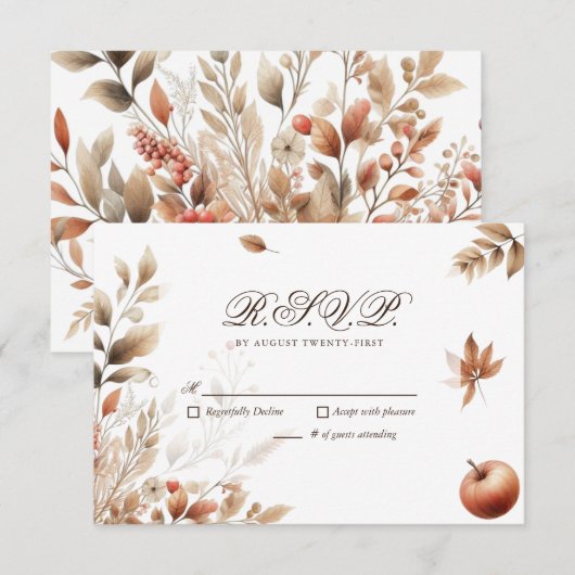 Autumn Harvest Wedding RSVP Botanisch antwoord (Voorkant / Achterkant)
