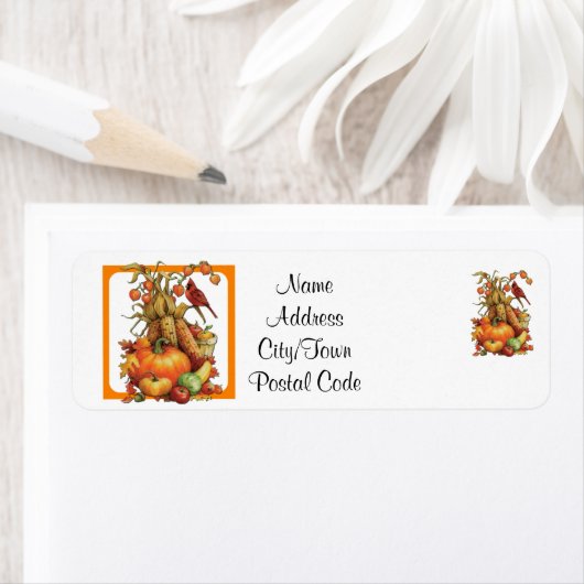 Autumn Harvest White Return Address Labels (Insitu)