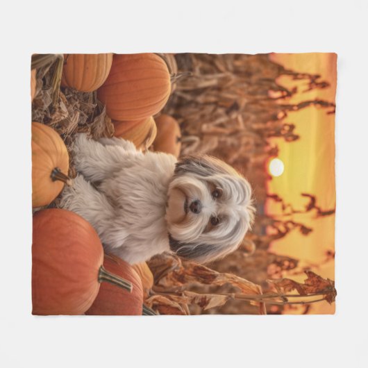 Autumn Havanese Fleece Deken (Voorkant (Horizontaal))