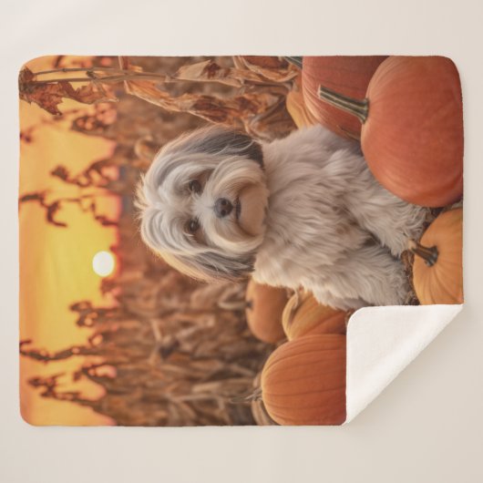 Autumn Havanese Sherpa Deken (Voorkant (horizontaal))