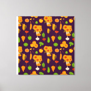 Autumn Healthy Harvest Veggie en Fruits Throw Pi Canvas Afdruk