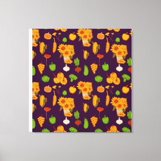 Autumn Healthy Harvest Veggie en Fruits Throw Pi Canvas Afdruk