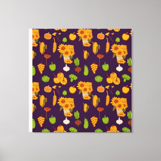 Autumn Healthy Harvest Veggie en Fruits Throw Pi Canvas Afdruk (Voorkant)
