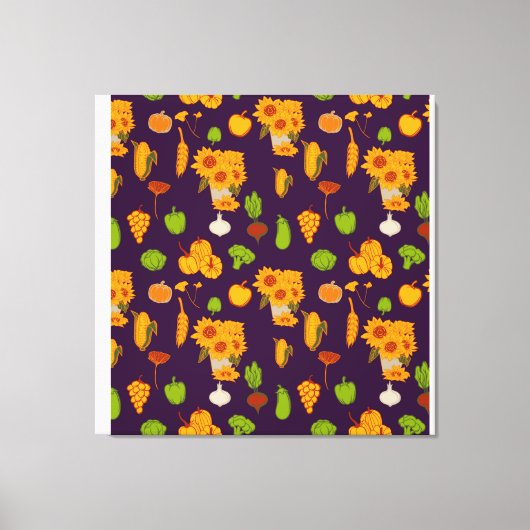 Autumn Healthy Harvest Veggie en Fruits Throw Pi Canvas Afdruk (Voorkant)