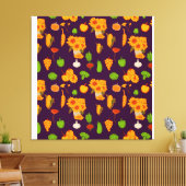Autumn Healthy Harvest Veggie en Fruits Throw Pi Canvas Afdruk (Insitu (Woonkamer))