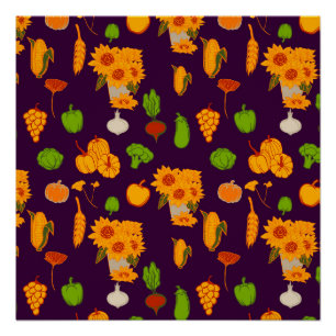 Autumn Healthy Harvest Veggie en Fruits Throw Pi Perfect Poster