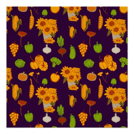 Autumn Healthy Harvest Veggie en Fruits Throw Pi Perfect Poster (Voorkant)