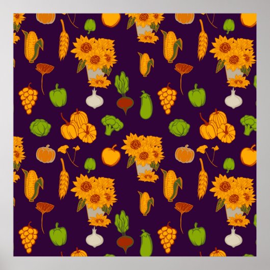 Autumn Healthy Harvest Veggie en Fruits Throw Pi Poster (Voorkant)