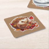 Autumn Hedgehog Adventure Kartonnen Onderzetters (Schuin)