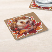 Autumn Hedgehog Adventure Kartonnen Onderzetters (Schuin)