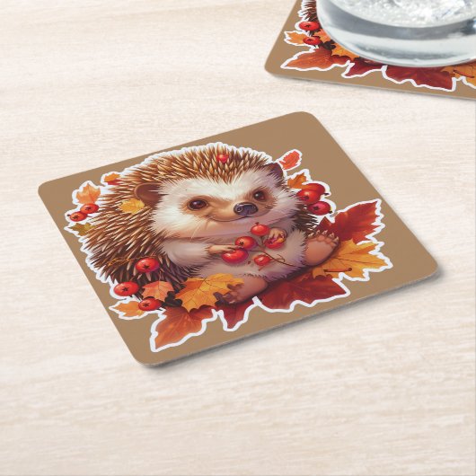Autumn Hedgehog Adventure Kartonnen Onderzetters (Schuin)