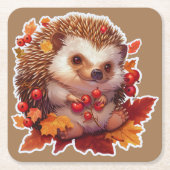 Autumn Hedgehog Adventure Kartonnen Onderzetters (Voorkant)