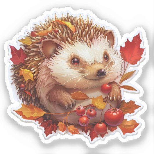 Autumn Hedgehog Adventure Sticker (Voorkant)