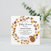 Autumn Hedgehog Baby shower Invitation Bedankkaart (Staand voorkant)