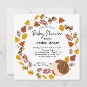 Autumn Hedgehog Baby shower Invitation Bedankkaart