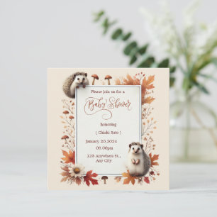 Autumn Hedgehog Baby shower Invitation Save The Date