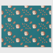 Autumn Hedgehog Seamless Wrapping Paper voor Herfs Cadeaupapier (Vlak)