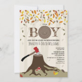 Autumn Herfst Baby shower Boy Lumberjack Shower Kaart (Voorkant)