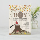 Autumn Herfst Baby shower Boy Lumberjack Shower Kaart (Staand voorkant)