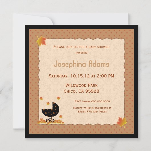 Autumn Herfst Baby shower nodigt uit tot genderneu Kaart (Achterkant)